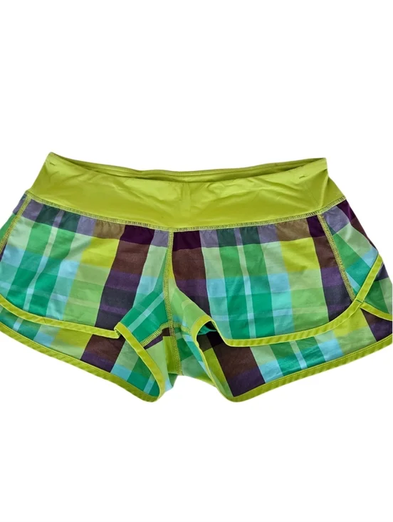 Lululemon athletica Speed Up  Lime Plaid Active Shorts - Picture 2 of 9